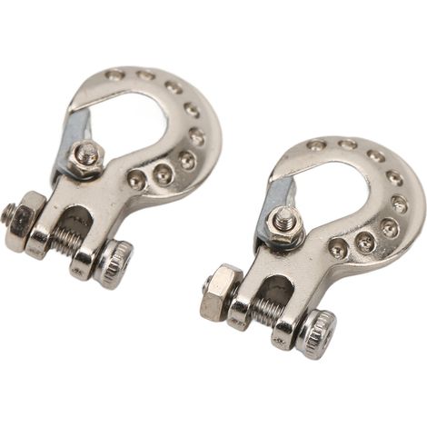 Lot de 2 attelages de remorque RC, crochets de treuil RC légers en alliage d'aluminium pour accessoires de mise à niveau de voiture télécommandée RC SCX10 D90 1/10, argent. (1/5)