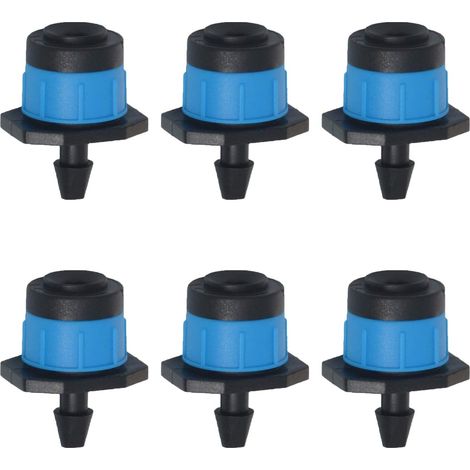 6er-Pack verstellbarer Bewässerungstropfer, 1/4 Zoll, 360-Grad-Vollkreismuster, Bewässerungswassertropfer, Tropfer, Sprinkler, Garten-Tropfbewässerungszubehör (blau)