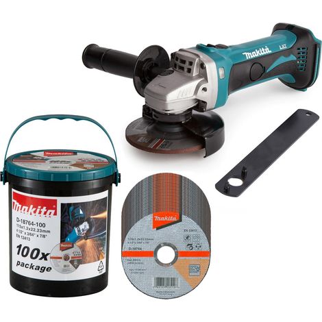 Makita DGA452Z 18v 4.5"" 115mm Angle Grinder Li-Ion Bare + 100 Thin Fast Discs (1/4)