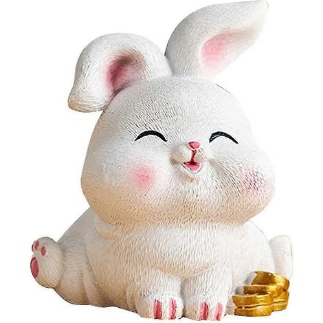 Statuette de lapin miniature, petite figurine de lapin pour la décoration d'une étagère, de la maison ou du salon.-StyleD