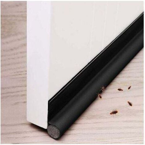 96 cm single-sided door bottom with self-adhesive seal, weather protection, door sealing strip, door draft stopper, protection against drafts and noise in cold weather (black) MUMU