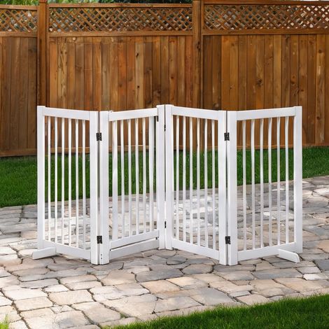 Barrière pour chien en pin massif blanc 220 x 91 cm pliable (1/5)