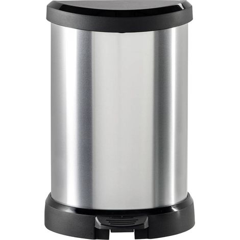 Curver DECO Bin 240568 Bidone della spazzatura 15 l (L x A x P) 303 x 448 x 268 mm Argento, Nero 1 pz.