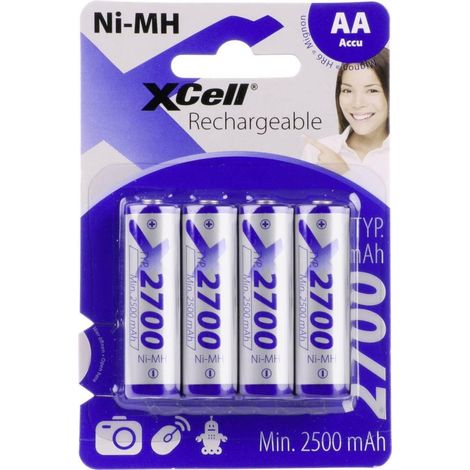 XCell X2700AA Pilas recargables NiMH 2700 mAh plata