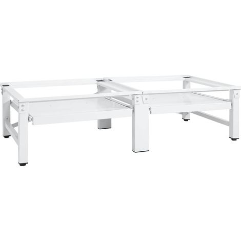 Socle de lave-linge et sèche-linge et étagère coulissante Blanc (1/5)