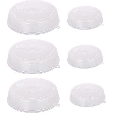 Lot de 6 couvercles pour micro-ondes, en plastique transparent, avec valve, disponibles en 2 tailles.