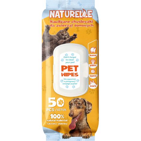Salviette umidificate Naturelle per cani e gatti, 50 pezzi.