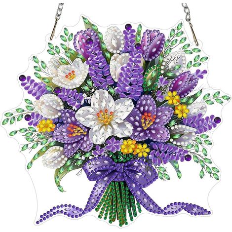 Diamond Painting Set Blumenstrauß zum Aufhängen, Fensterdeko mit 3D-Effekt