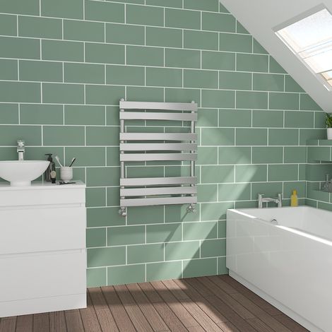 Flat Panel Chrome Towel Radiator Bathroom Heated Warmer 800x600mm (1/5)