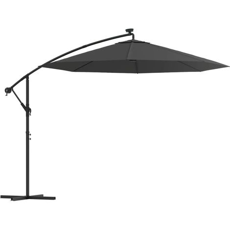 Sombrilla de jardín con iluminación LED en voladizo y mástil de acero de 300 cm antracita 020008641