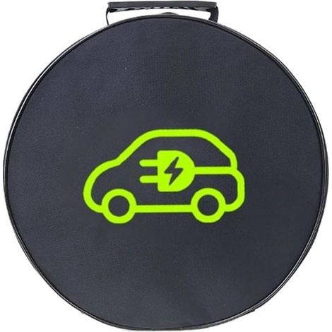 Borsa per cavi EV, cavo di ricarica per auto elettriche, borsa portaoggetti, borsa per il trasporto di veicoli elettrici, contenitore impermeabile e ignifugo per attrezzature (nero-rotondo) (1/2)
