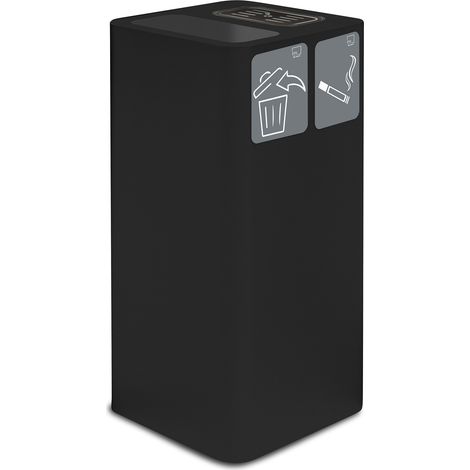 Pattumiera Per Raccolta Rifiuti 38x38xh80 cm In Acciaio Verniciato con Coperchio Basculante Nero (1/2)