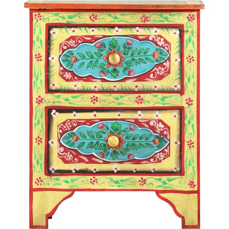 Maison Exclusive - Comodino Dipinto a Mano 40x30x50 cm in Legno Massello di Mango