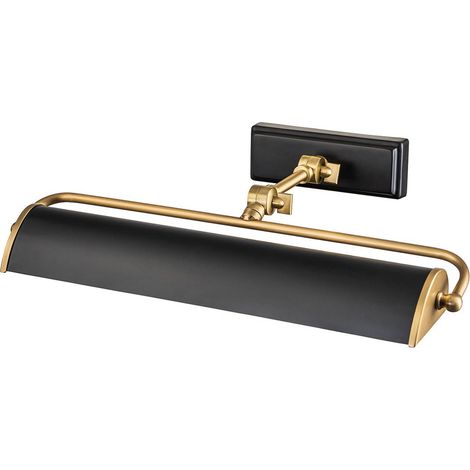 Lampada per quadri WINCHFIELD 2xE14 40W acciaio ottone invecchiato e nero opaco H: 12,7 cm L: 44,5 cm dimmerabile (1/5)