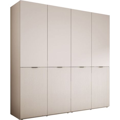Armoire beige sable 200 x 200 x 51 cm – Panneaux stratifiés – 2 portes à charnières – Montage facile avec notice incluse – 3Xe Living
