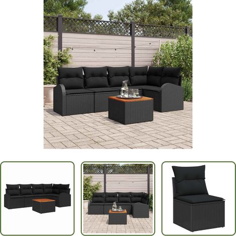 vidaXL Canapé en poly rattan - Ensemble de canapé de jardin avec stockage 6 pcs Noir polyrotin (1/5)