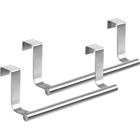 Toallero para colgar sobre la puerta, no requiere taladrar, para cocina, baño y armario, 23 cm, 2 unidades (plateado) (1/5)