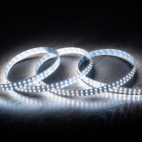 Tira LED 12V SMD 204 LED/m 5m 17.5W/m 1700lm/m Doble Ancho 14mm Corte cada 3cm IP20 5000K Blanco Frío (1/3)