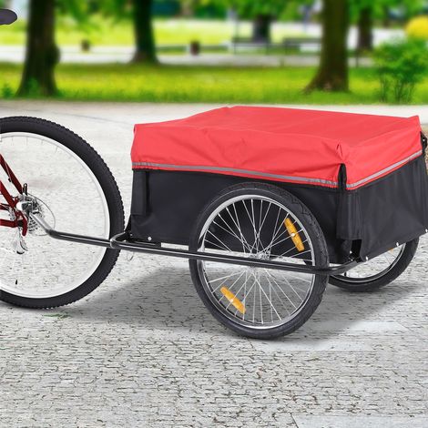 Rimorchio bici da trasporto 2 ruote, 140 x 88 x 60 cm, 40 kg, nero e rosso HAVRYA (1/4)