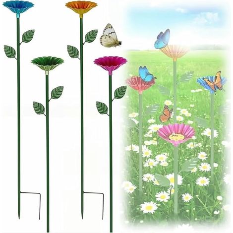 4 Pièces Station D'abreuvement pour Abeilles, 65×8cm Abreuvoir pour Abeilles, Nourrisseur Papillons, Jardin, Cour, Terrasse, Allée, Balcon extérieur (Rouge Jaune Bleu Vert) (1/5)