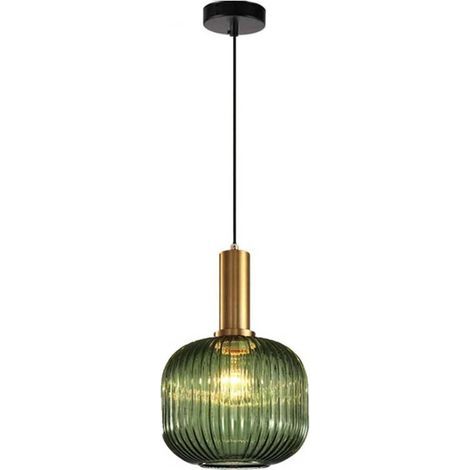 Lámpara colgante industrial vintage, plafón suspendido de estilo retro moderno, lámpara de suspensión, pantalla de vidrio con soporte de latón pulido (1/4)