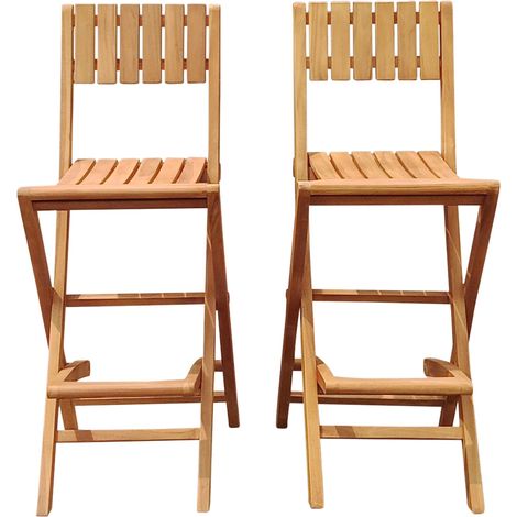 Axi Bruno Ensemble De Tabourets De Bar Pliables En Bois De Teck , 2 Pièces  2 Chaises De Bar Pour L'Extérieur / Le Jardin – Capacité De Charge Maximale De 100 Kg