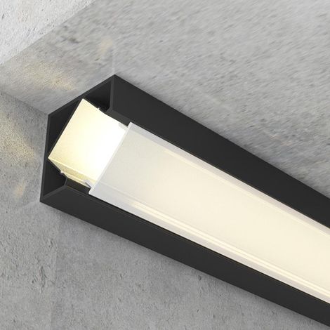 IluminaShop - Perfil de Aluminio Kopep II Lacado Negro para Esquina 12V/24V 2 Metros (1/3)