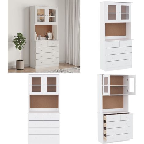 Buffet ALTA blanc 77x35x165 cm bois massif de pin - Buffet - Meuble De Rangement - Armoire - Bibliothèque - Mobilier De Salon - Home & Living