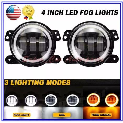 Feux antibrouillard ronds à LED de 4 pouces Angel Eyes DRL pour Jeep Wrangler JK LJ JT (1/4)