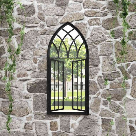 Miroir de jardin Noir 100x45 cm Fer pour utilisation extérieure