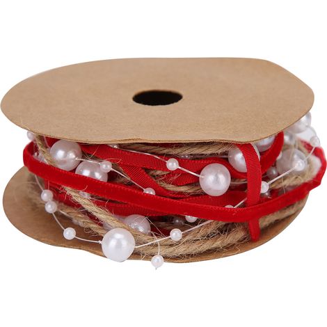 Ruban perlé décoratif 1,8 m pour emballage cadeau, ornement de Noël DIY, matériel de bricolage, 2 yards (1/5)