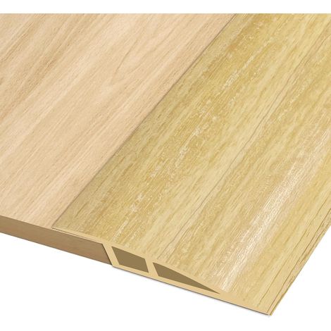 Barre de Seuil Adhésive - 1 Rouleau - PVC Imitation Bois Clair - Rattrapage de Niveau 5-10mm - Transition Sol Intérieur - 100x5cm (1/5)