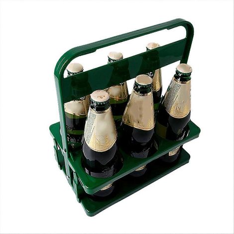 Faltbarer Bierflaschenhalter mit 6 Löchern, grüner Glashalter für die Bar, tragbarer Getränkeorganizer (1/5)