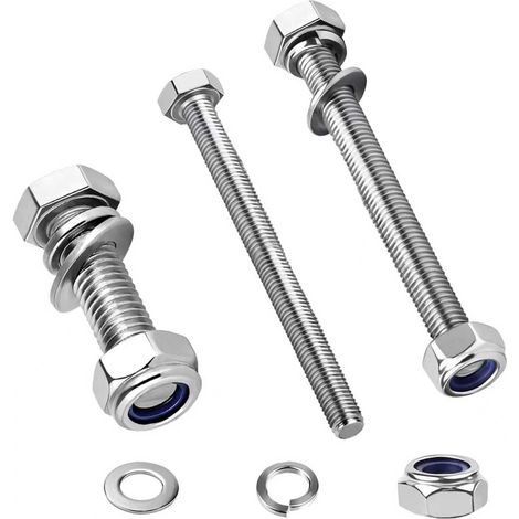 20 Pièces Boulons à Tête Hexagonale, Boulon Inox M8x50mm, DIN 933 Jeu de Vis avec Écrous Rondelles, Kit Visserie Boulonnerie, Vis et Boulon pour Meubles, Auto, Vélos, Bateaux, Impression 3D, Moto (1/5)