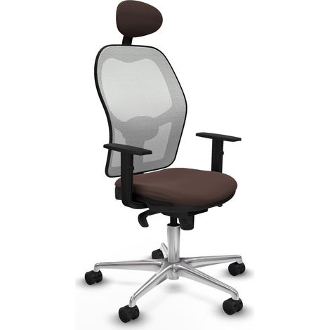 Sedia Ufficio con Poggiatesta Jorquera Piqueras y Crespo 1D086N1 Bianco Marrone scuro (1/5)