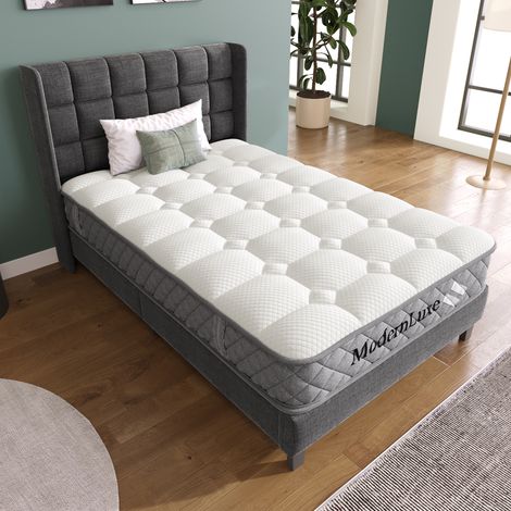 Bett Einzelbett Stauraum 90x200 Leinen Beige OKMYHOME
