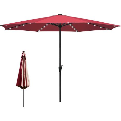 Randaco Sonnenschirm 3,5 m mit LED-Beleuchtung – Großer Gartenschirm für Terrasse & Garten, Rot