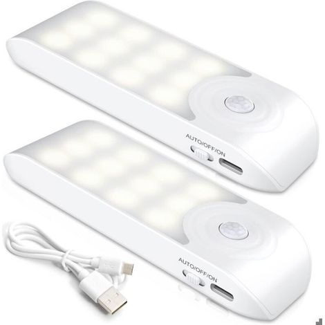 Veilleuse LED Rechargeable 12 LED avec Détection Mouvement & Aimant – 3 Modes – Blanc (1/5)