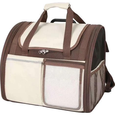 Sac de transport pour animaux, design polyvalent, caractéristiques anti-évasion, Marron (1/2)