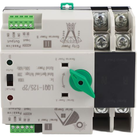 Automatischer Umschalter für zwei Stromversorgungen 2P 100A AC230V, Millisekunden-Schnellumschaltung für Photovoltaik-Hausanlagen, Schaltungssteuerung. (1/5)