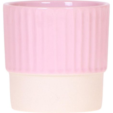 Cache-pot Décoratif Butter Rose Pastel et Crème avec Structure Nervurée pour Petite Plante - PANGIVO (1/3)