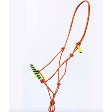arancione - Cavezza per cavalli in corda regolabile con snodi