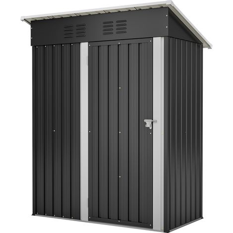 Geworzi Metall Gartenhaus 3'x5' Geräteschuppen mit abschließbarer Tür, Werkzeugaufbewahrung für Hinterhof und Terrasse Schwarz