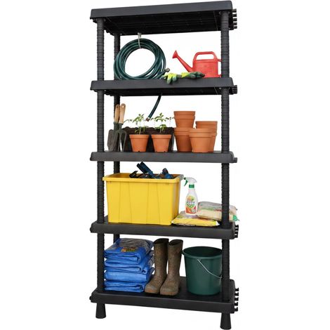 Dmora - Armadio da esterno Goshenita, Scaffale outdoor, Armadietto multiuso a 3 ripiani, 100% Made in Italy, Antracite, 72x35h165 cm
