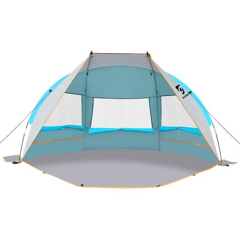 Tente de Plage UNC pour 2 à 3 Personnes – Protection Solaire, UPF 50+, Sol en PE imperméable et 3 fenêtres en Filet, ombrage de Plage Portable, 210 120 120cm (Bleu) (1/5)