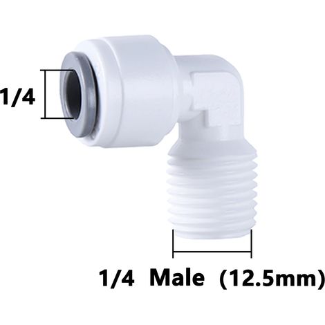 (9-10 pièces) Coude pour eau RO, filetage mâle/femelle 90°, tuyau POM 1/4" et 3/8", raccord rapide pour filtre à osmose inverse d'aquarium. (1/5)