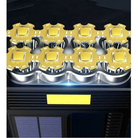 Lampe Torche Solaire - 8 LED Rechargeable USB et Panneau Solaire - Étanche IPX4 - 4 Modes d'Éclairage - Pour Camping Randonnée Travail D'Urgence - 1 Pièce (1/5)