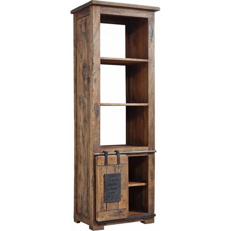 Massivmoebel24 – Étagère bibliothèque 60x41 cm en manguier laqué – Style industriel – Ambiance vintage – 3 étagères – Finitions métal