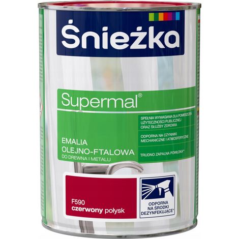 Śnieżka Supermal Öl-Phtal-Email Holz Metall rot glänzend 0,8 l