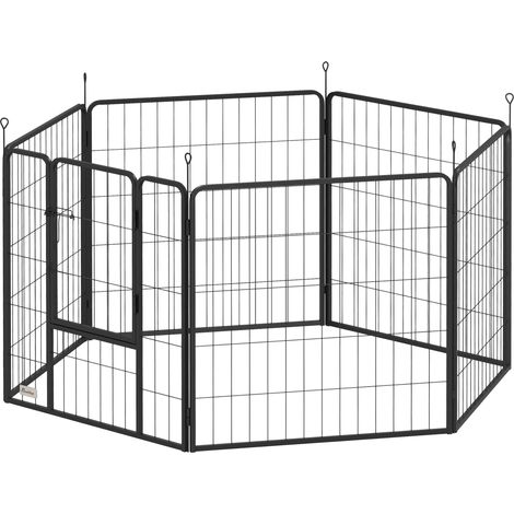 Recinto per cani modulare pieghevole 160 x 80 x 80 cm con porta per cuccioli e cani di piccola taglia in stile moderno in acciaio grigio 210007480
